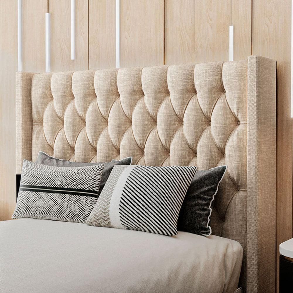 Cabeceira Estofada Solteiro 90 Cm Pérola Linho Bege