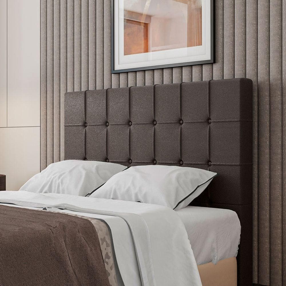Cabeceira Estofada King 195 Cm Turmalina Corino Marrom