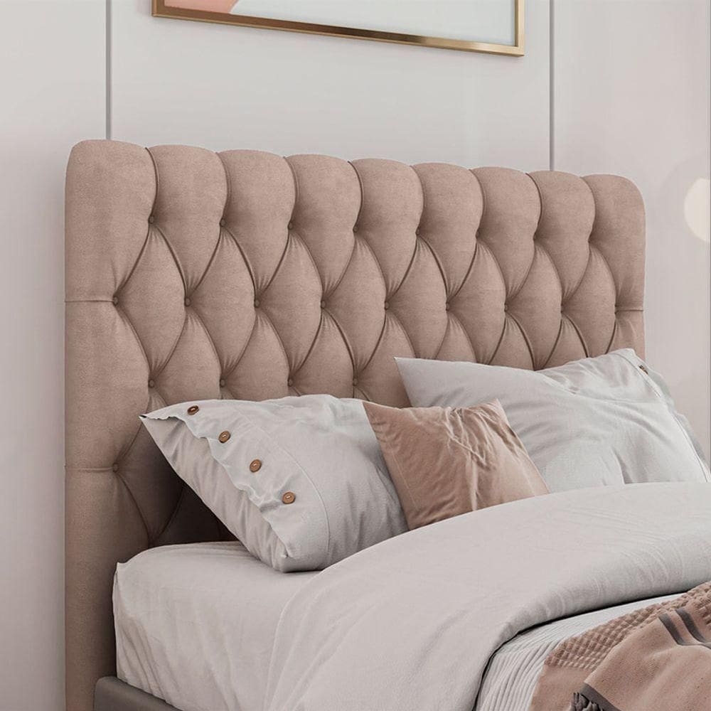 Cabeceira Estofada King 195 Cm Topázio Veludo Rose