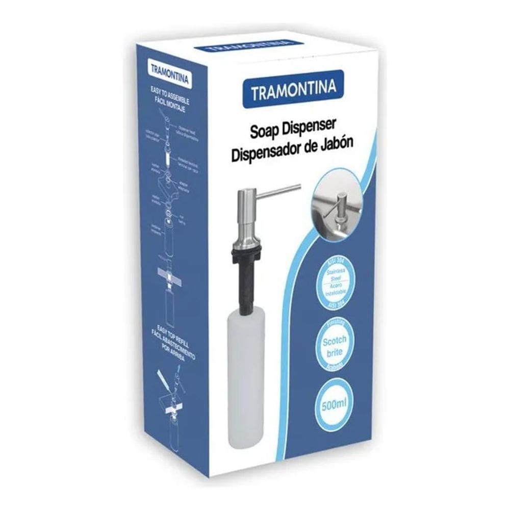 10X Dosador De Sabão Tramontina Em Aço Inox Com Recipient