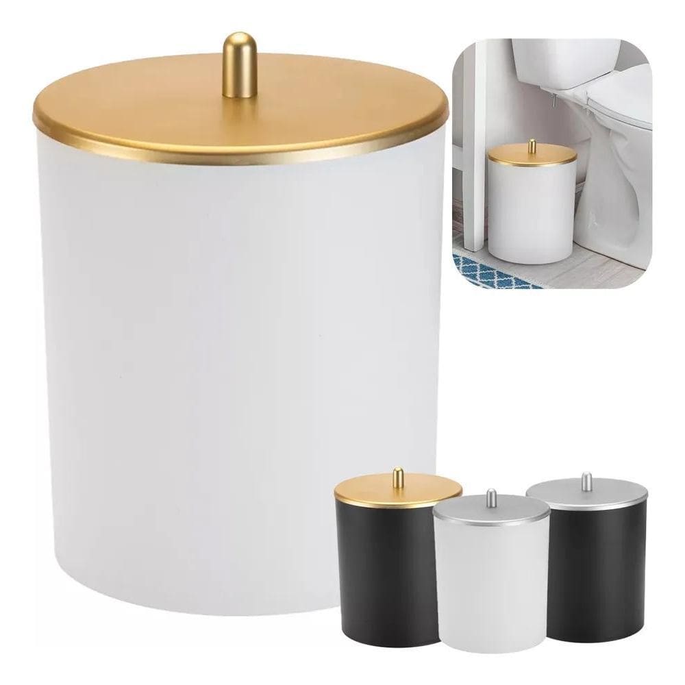 Lixeira 5 Litros Cozinha Escritório Banheiro Tampa Inox Cor