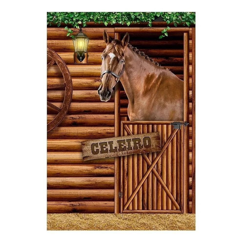 Painel Festa Retangular Vertical Casadinho Em T Cavalo Celei