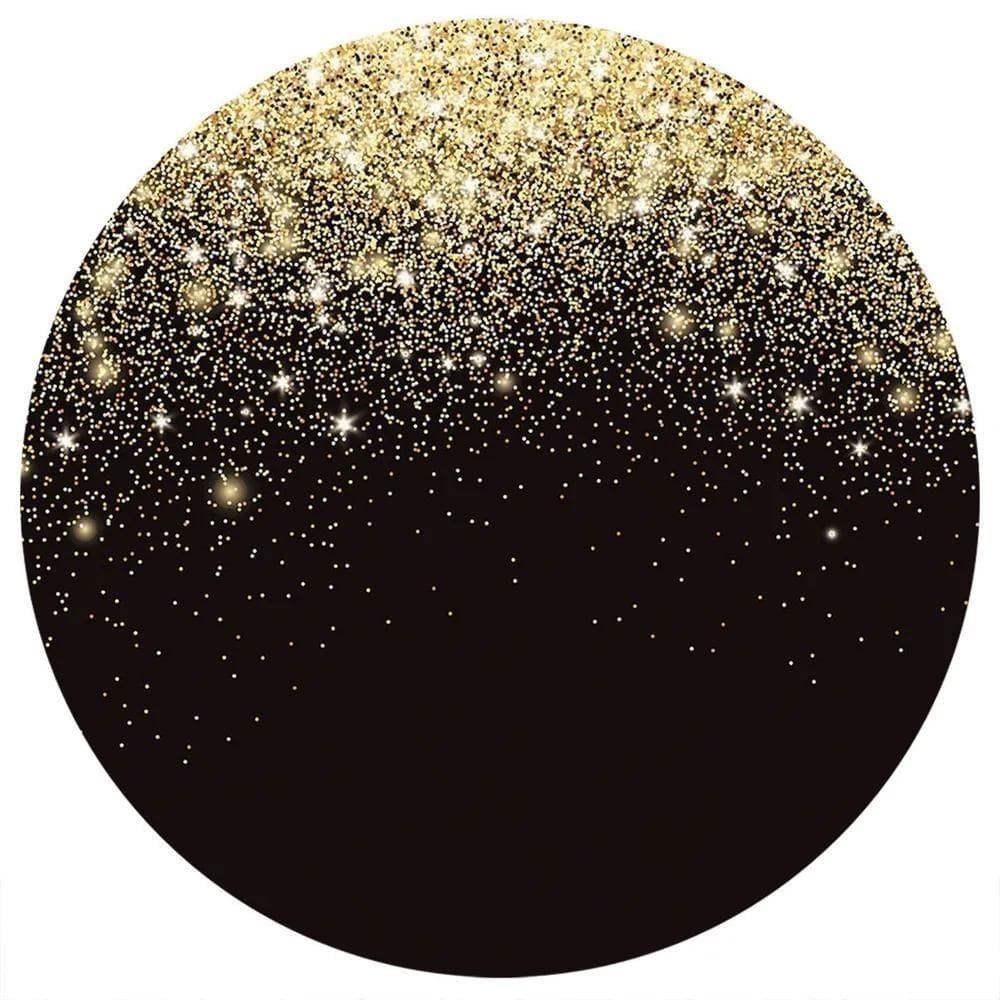 Painel Festa Redondo Sublimado 3D Tecido C/Elá Glitter Doura