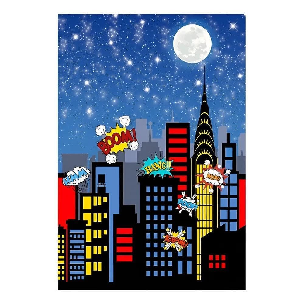 Painel Festa Retangular Vertical Casadinho Em T Prédios Heró