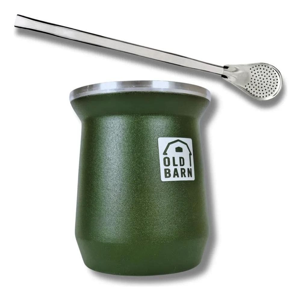 3X Kit Tereré Cuia Parede Dupla Alumínio Old Barn Bomba 19Cm