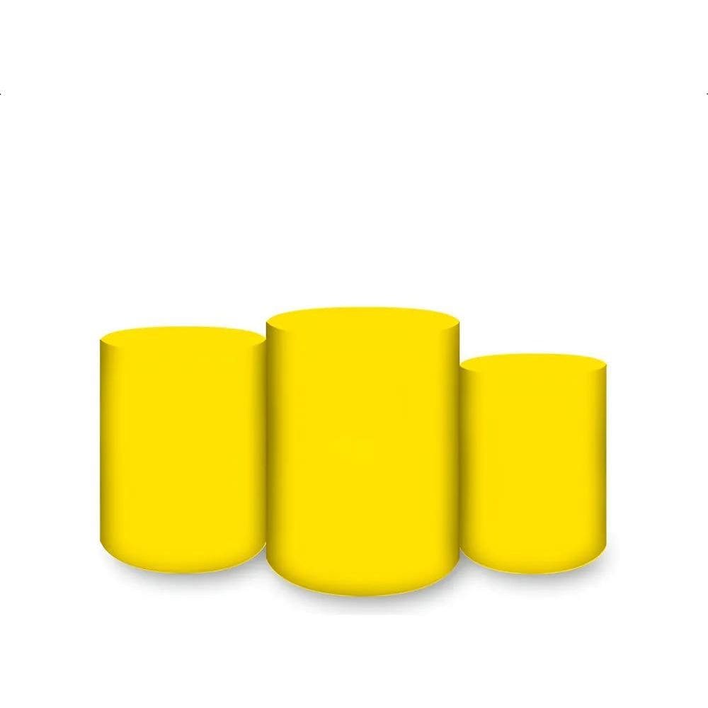 Trio Capas De Cilindro Sublimado Liso Em Amarelo