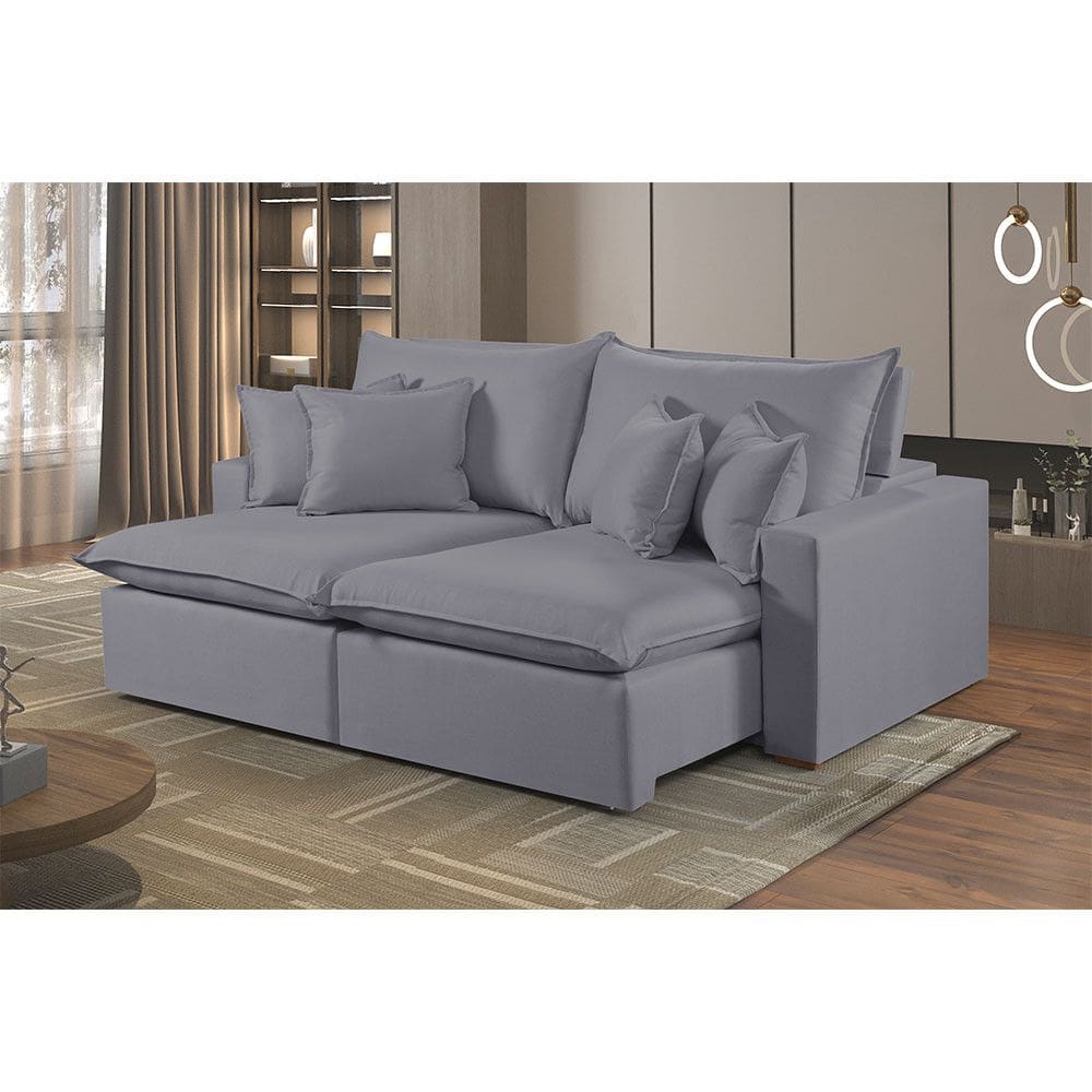Sofa Retratil e Reclinavel 5 Lugares M-196 2,90m Molas Ensacadas Pillow Top Almofadas Estofados Martins