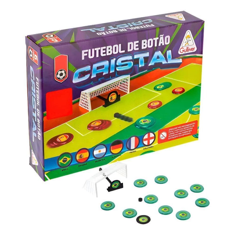 Jogo Futebol De Botão Cristal Gulliver 6 Seleções Time Mundo