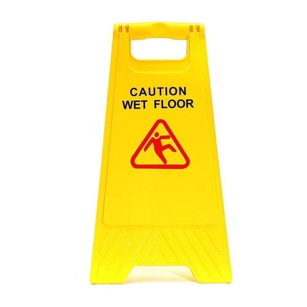 Placa Sinalização Amarela Segurança Piso Molhado Escorregadio Caution Wet Floor Grande Dobravel
