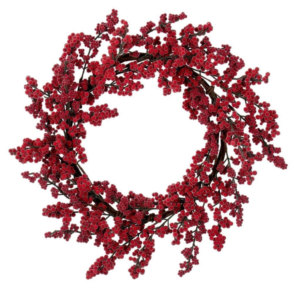 Coroa de flores Vickerman 61 cm Red Ice Berry Artificial