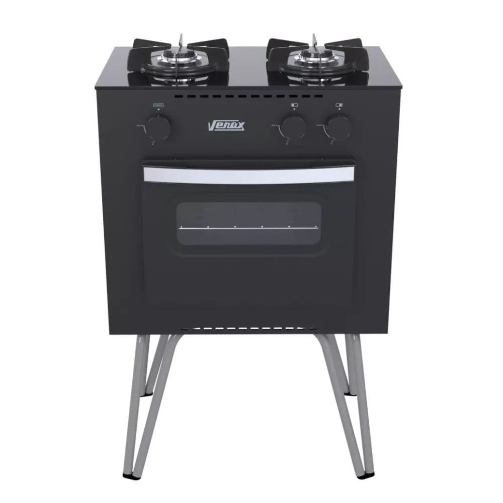 Fogão a Gás Glp 2 Bocas Mini Cook Com Forno Easy Clean 22L Venax