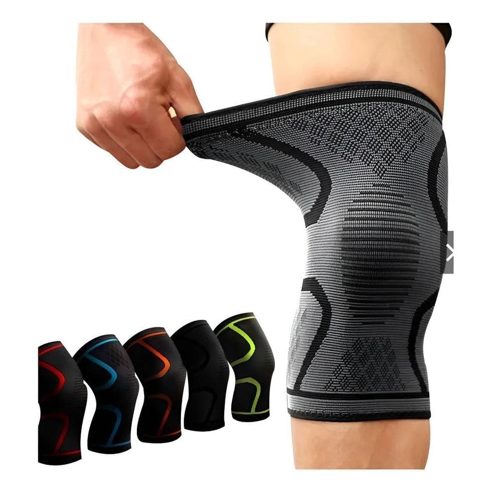 Joelheira De Compressão Tensor Alívio De Dor Cinza E Preto