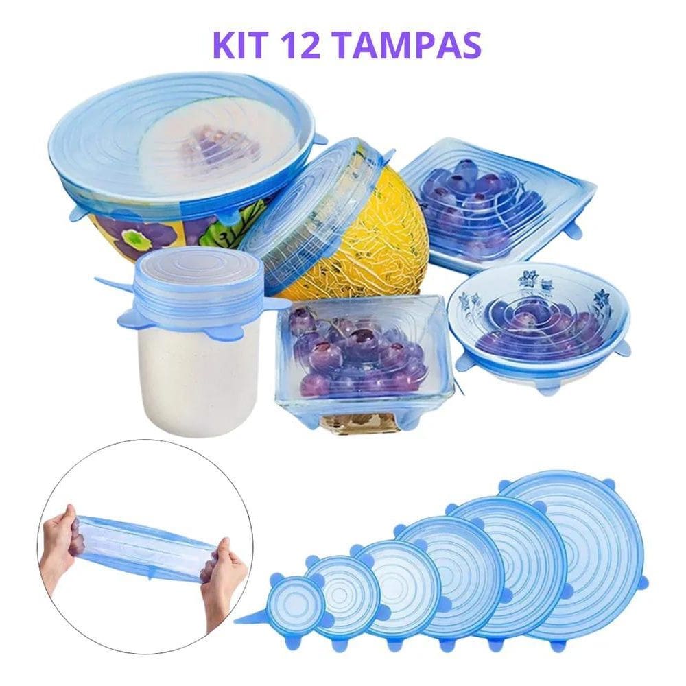 10X Kit Tampas De Silicone Universal Ajustável Reutilizável