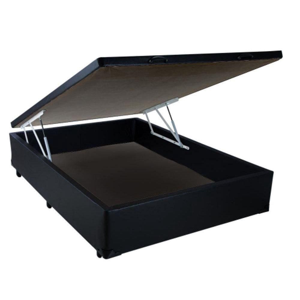 Cama Box Baú Casal Sintético Preto 38x138x188 -