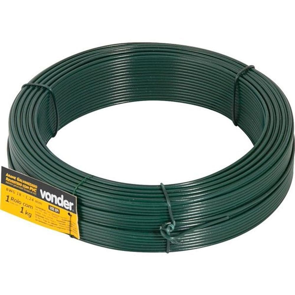 Arame Revestido Pvc Com 01kg Verde Bwg18 Vonder