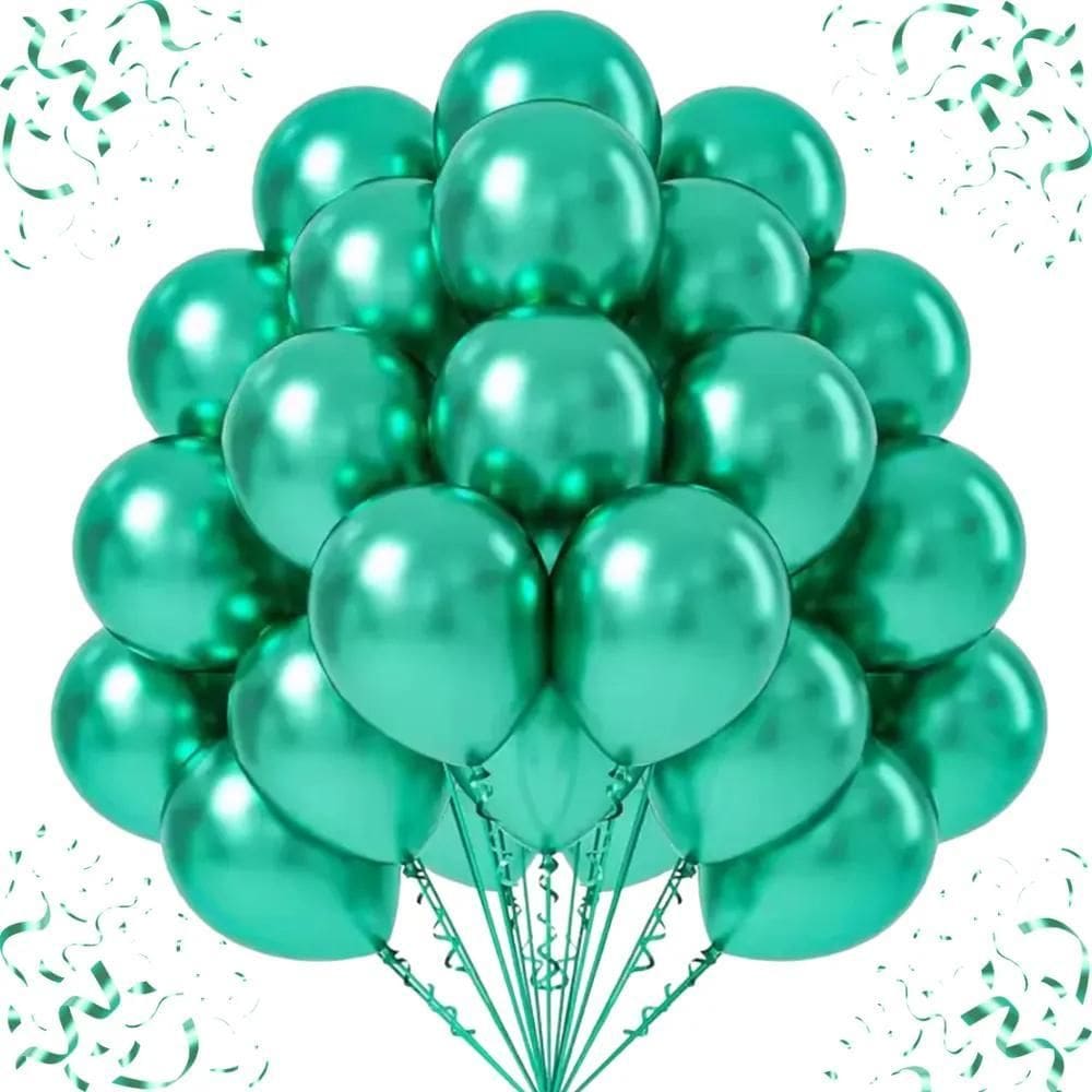 Kit 50 Un Balão Metalizado Bexiga Nº10 Festa Anivers Verde