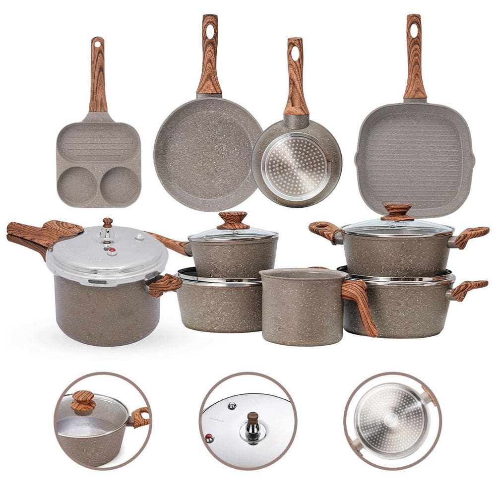 Jogo Panelas 10 Pç Premium 4Mm Indução Cerâmico - Grafito