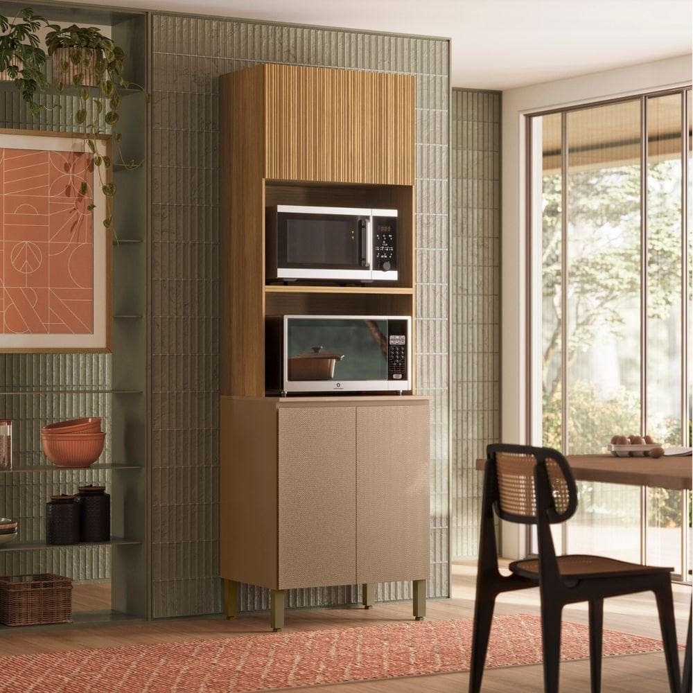 Paneleiro Duplo Art 3 Portas Kit`s Paraná Cor:freijó Vanilla Riscatto