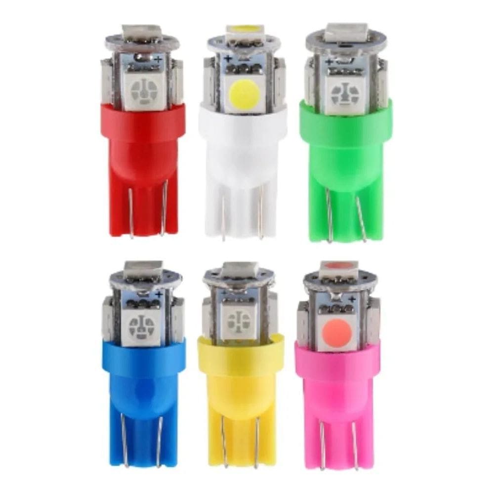 Kit 20 Lampada T10 5 Led Branca Pingo Luz Misturar Cores