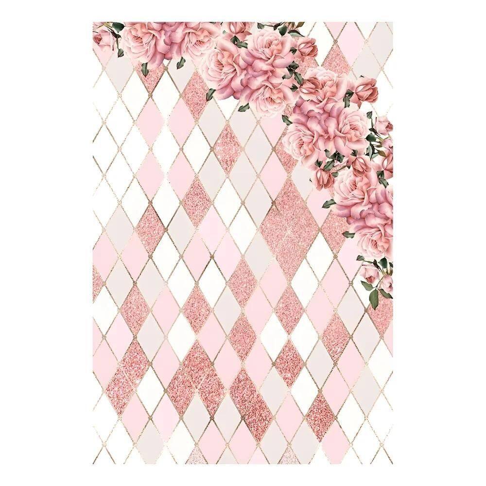 Painel Festa Retangular Vertical Casadi Floral Geométrico Ro