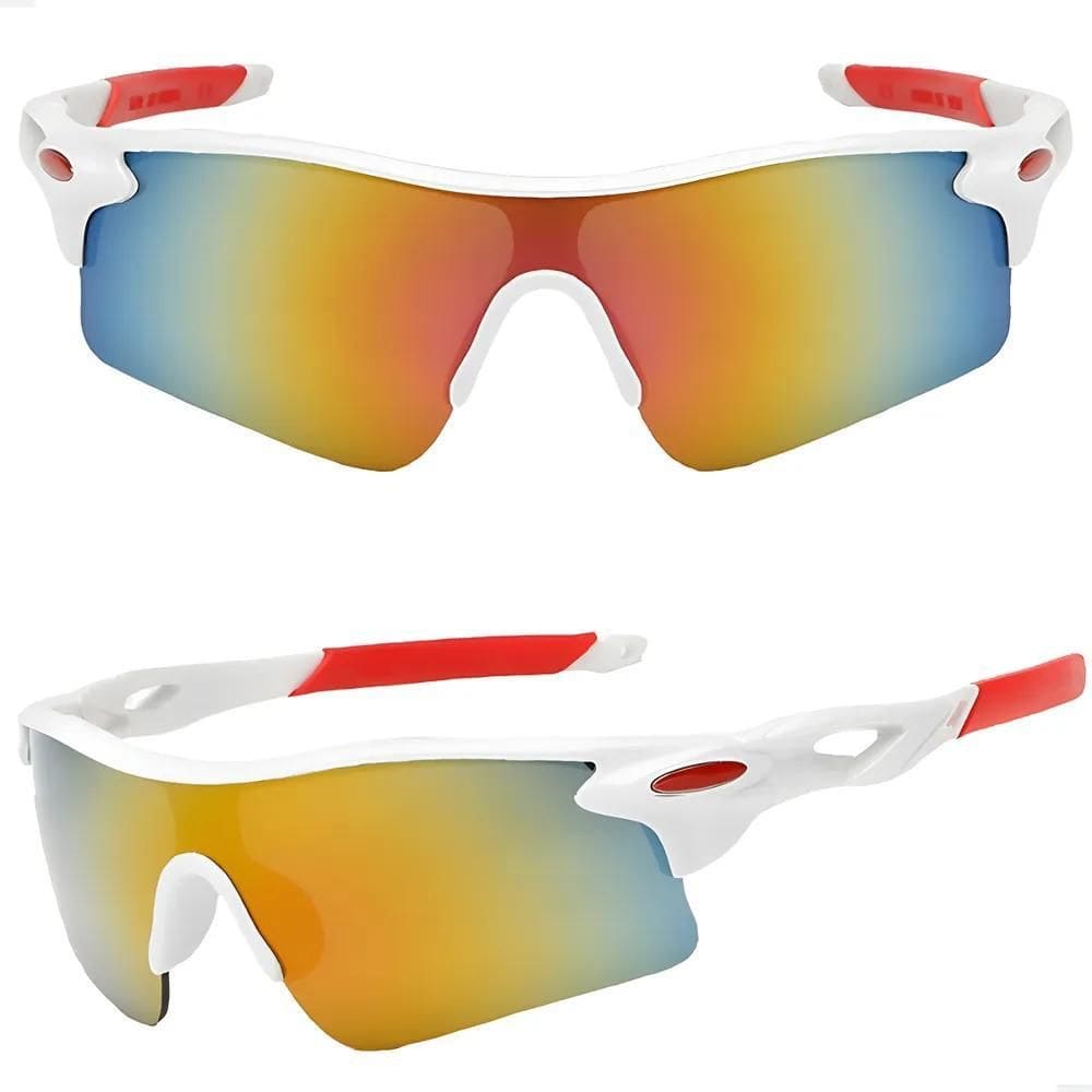 Oculos De Sol Esportivo Ciclismo Bike Cor Branco E Vermelho