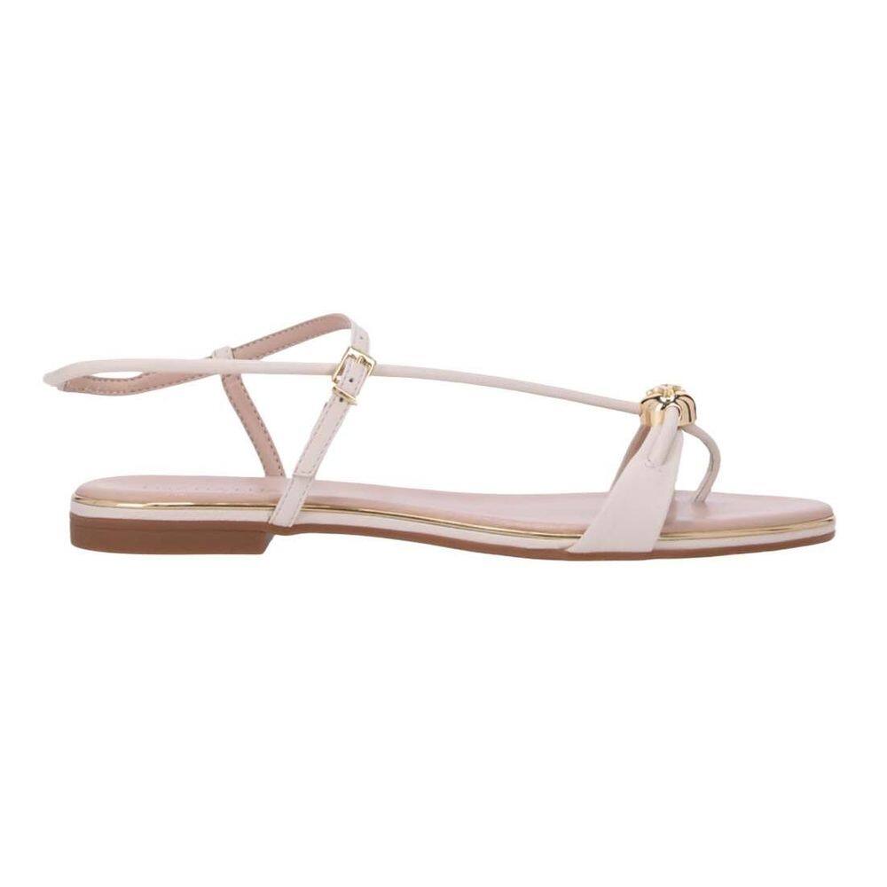 Sandália Luz da Lua Rasteira Dedo Slim com Logo