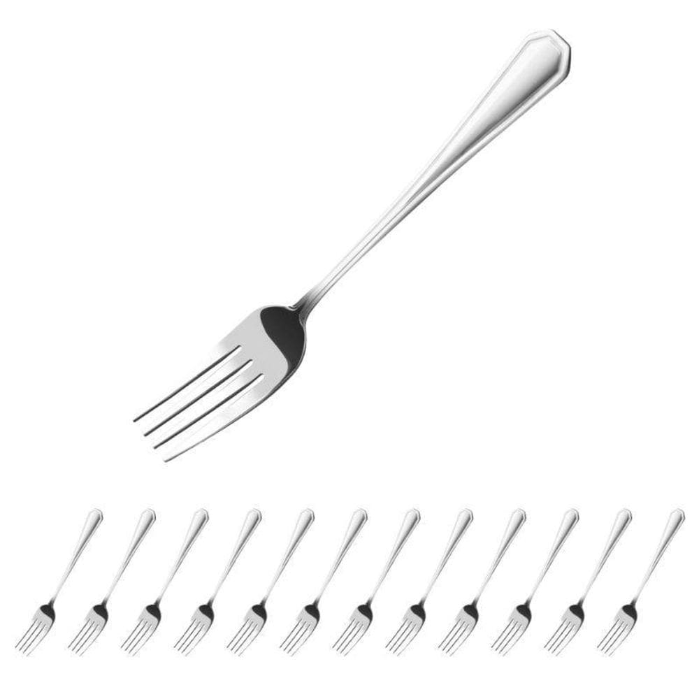 Jogo Com 12 Garfo De Mesa Aço Inox Premium Alto Brilho