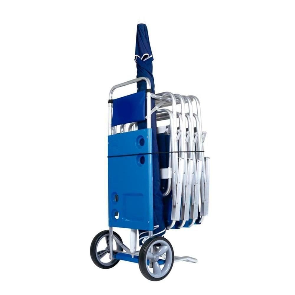 Carrinho De Praia Mesa Cadeiras Guarda-sol 15 Kg Mor azul Azul
