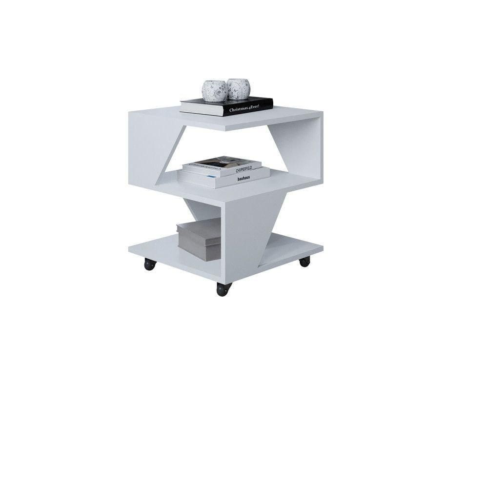Mesa De Centro Decorativa Com Rodizio P/ Sala De Estar E Qua Branco