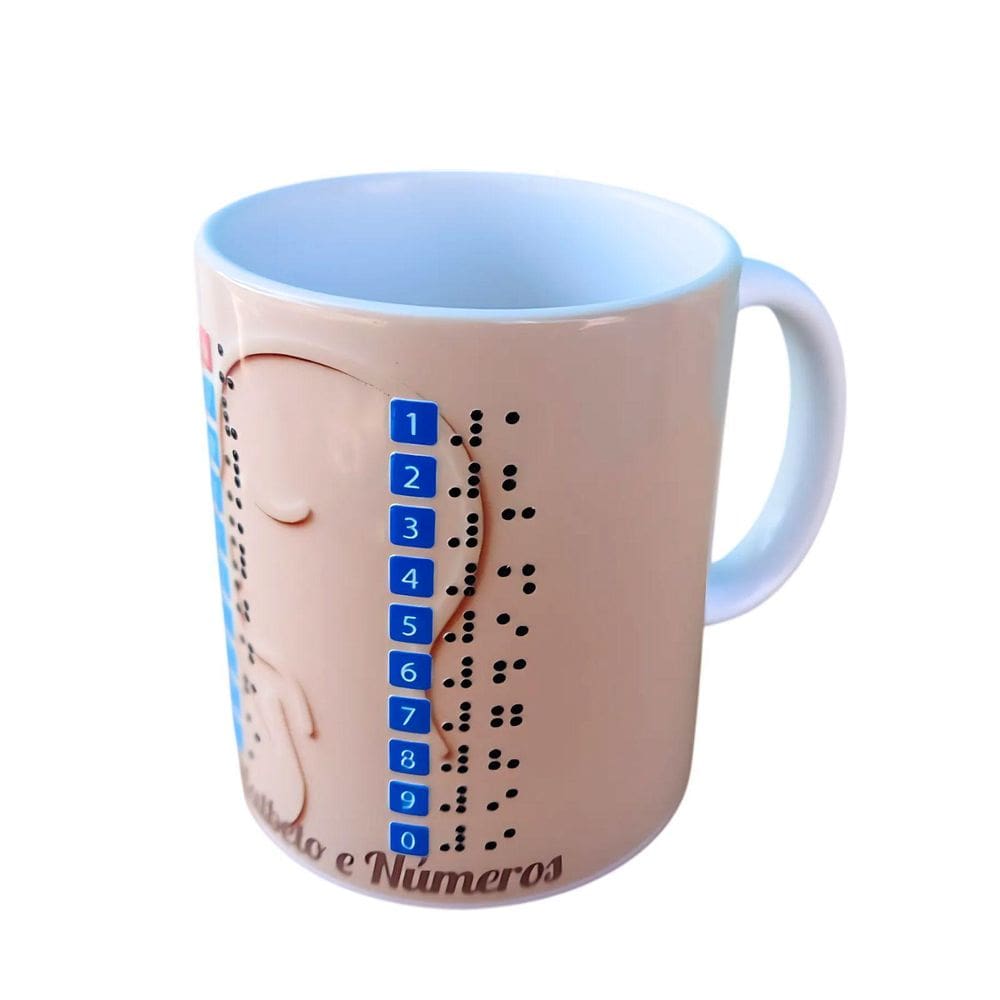Caneca Exclusiva Em Braile Aprendendo Alfabeto E Números