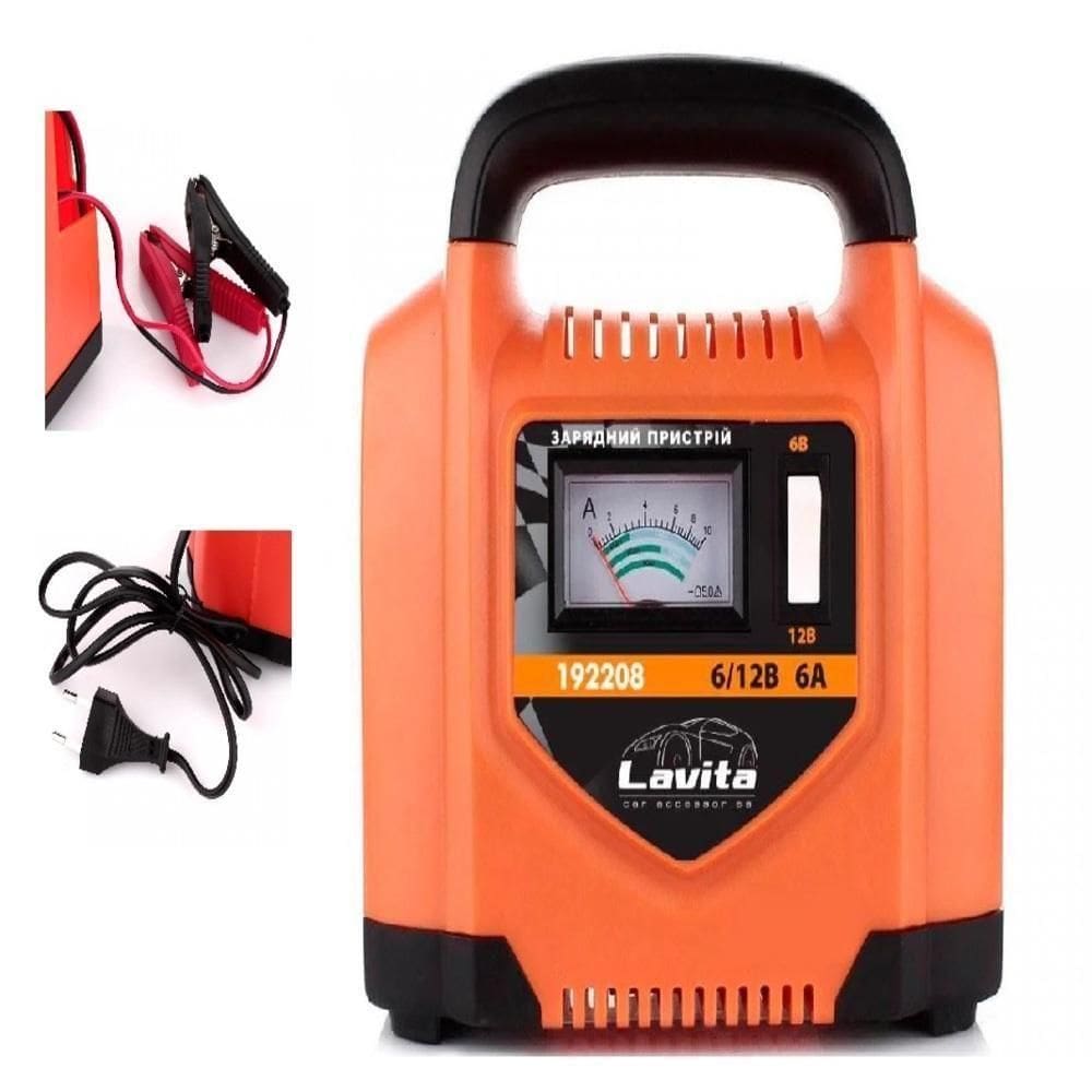 Carregador Bateria Carro Moto 6v 12v Tomada 6a 120ah Visor