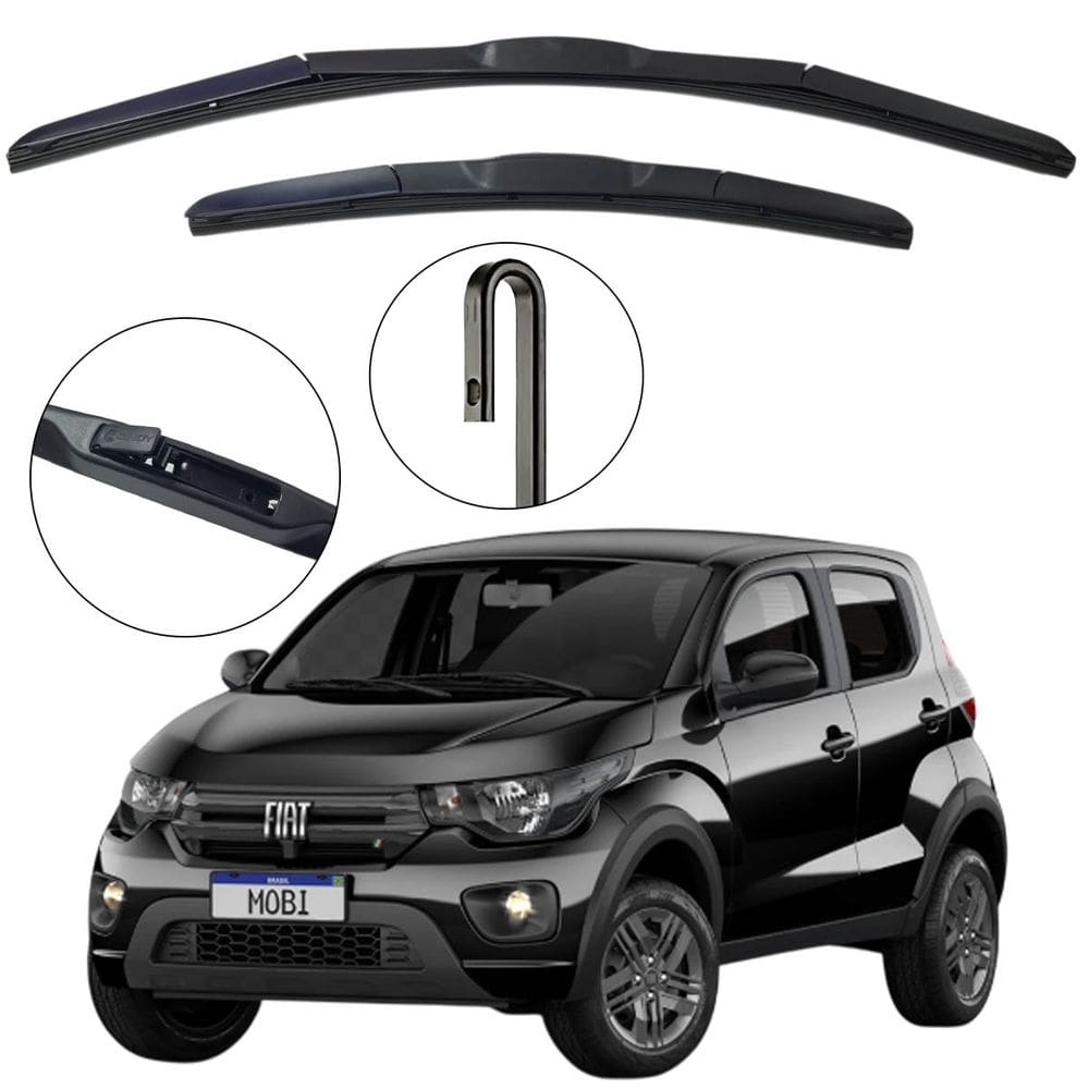 Kit Palheta Dianteira Mobi 2016 a 2019 Limpador de Parabrisa de Silicone