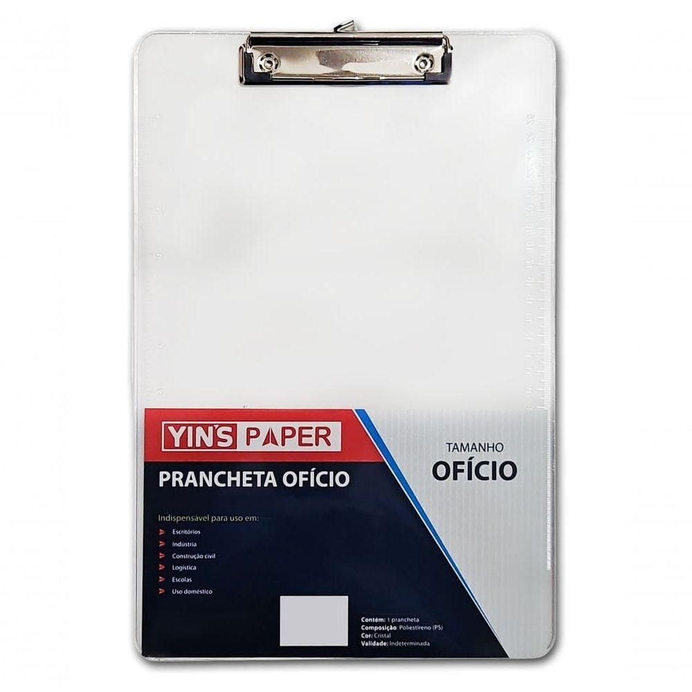 Prancheta Ofício Cristal Transparente Predendor Metal 35x24 Transparente N-a