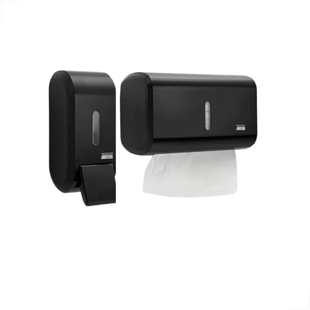 Kit Dispenser Papel Toalha Saboneteira Sabonete Gel Cor Pret