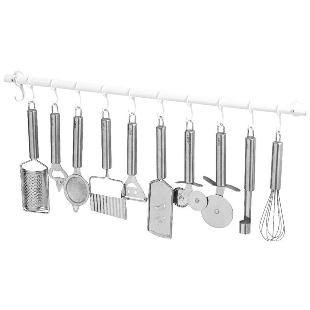 Suporte De Cozinha Porta Talheres 100Cm - 18 Ganchos Branco