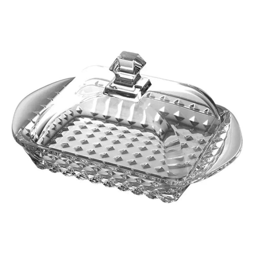 2X Manteigueira De Vidro Belmont Com Tampa 17X10Cm Cor Incol