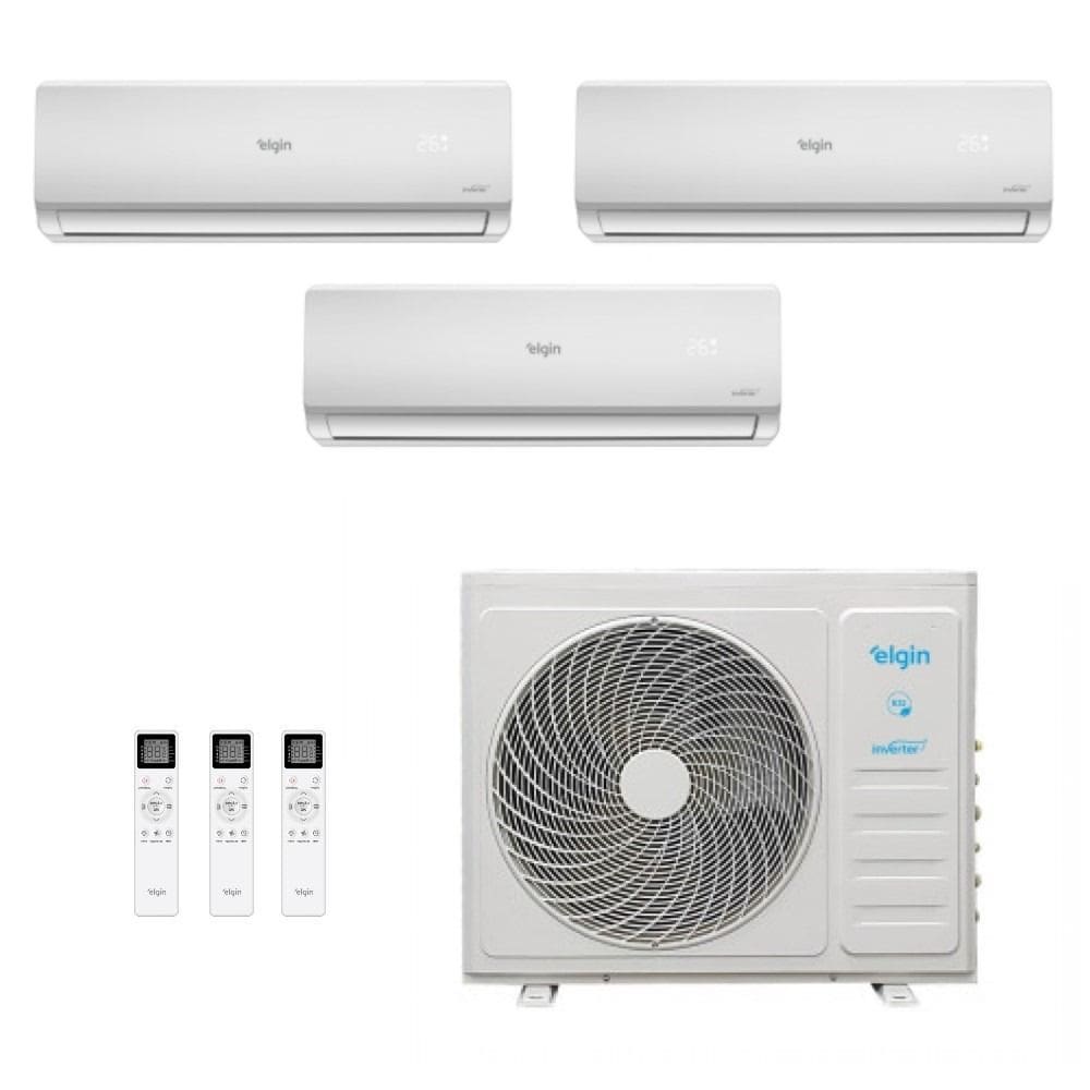 Ar-Condicionado Tri Split Inverter Elgin 27.000 (2x Evap HW 9.000 + 1x Evap HW 18.000) Quente/Frio 220V