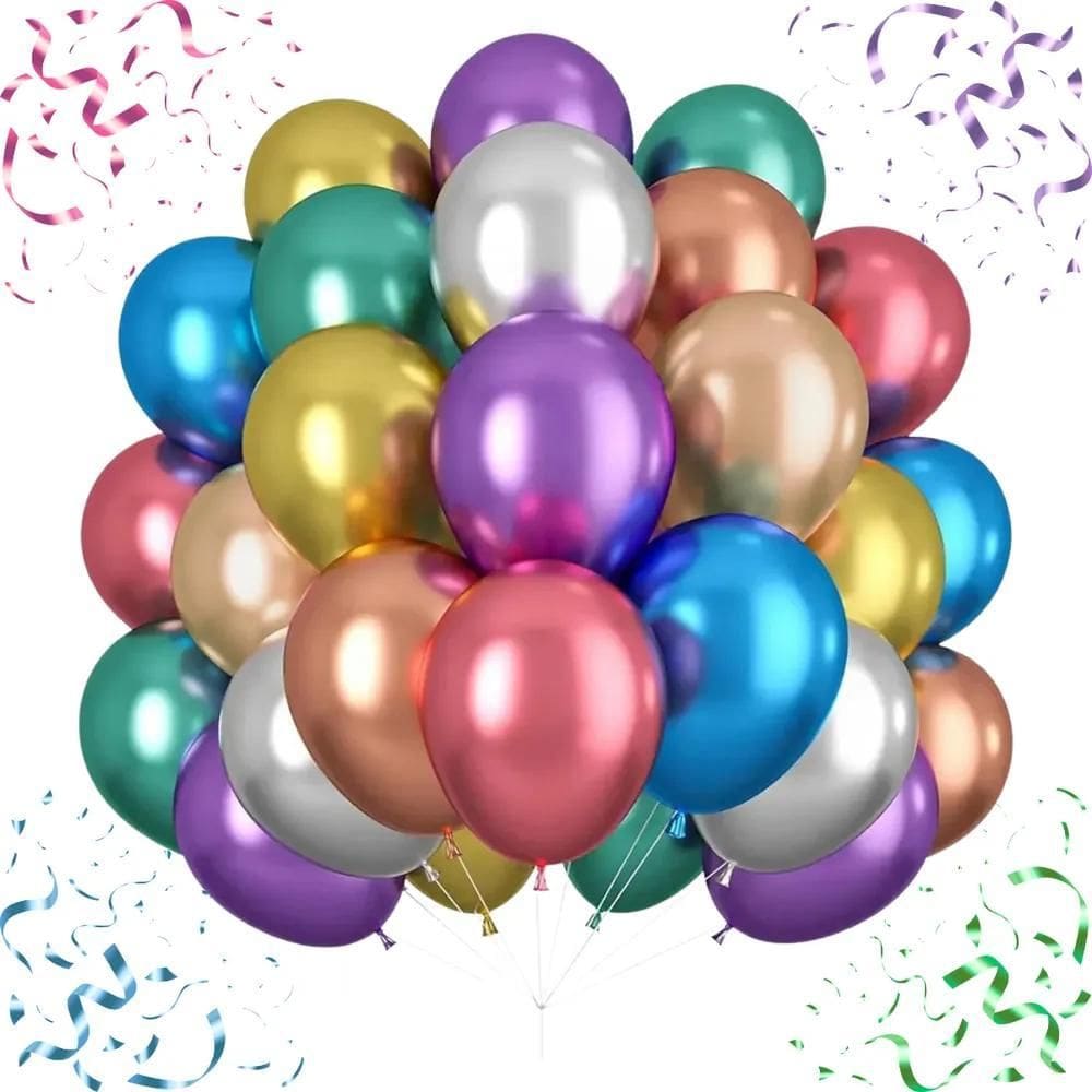 Kit 50 Un Balão Metalizado Bexiga Nº10 Festa Aniv Colorido
