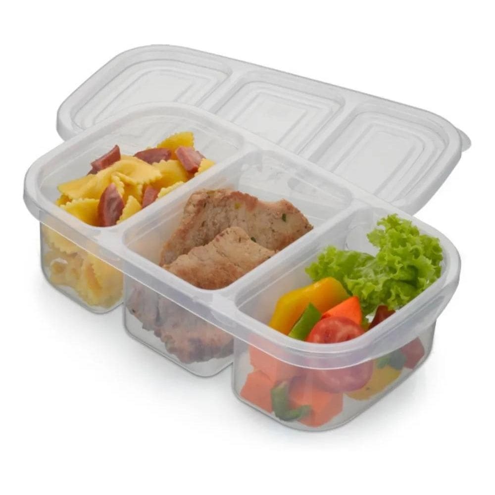 10X Marmita Com 3 Divisões 1,1 Litros Com Tampa Nitron Cor