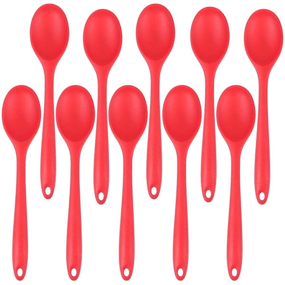 Colher De Silicone Vermelha Grande Kit 10 Un
