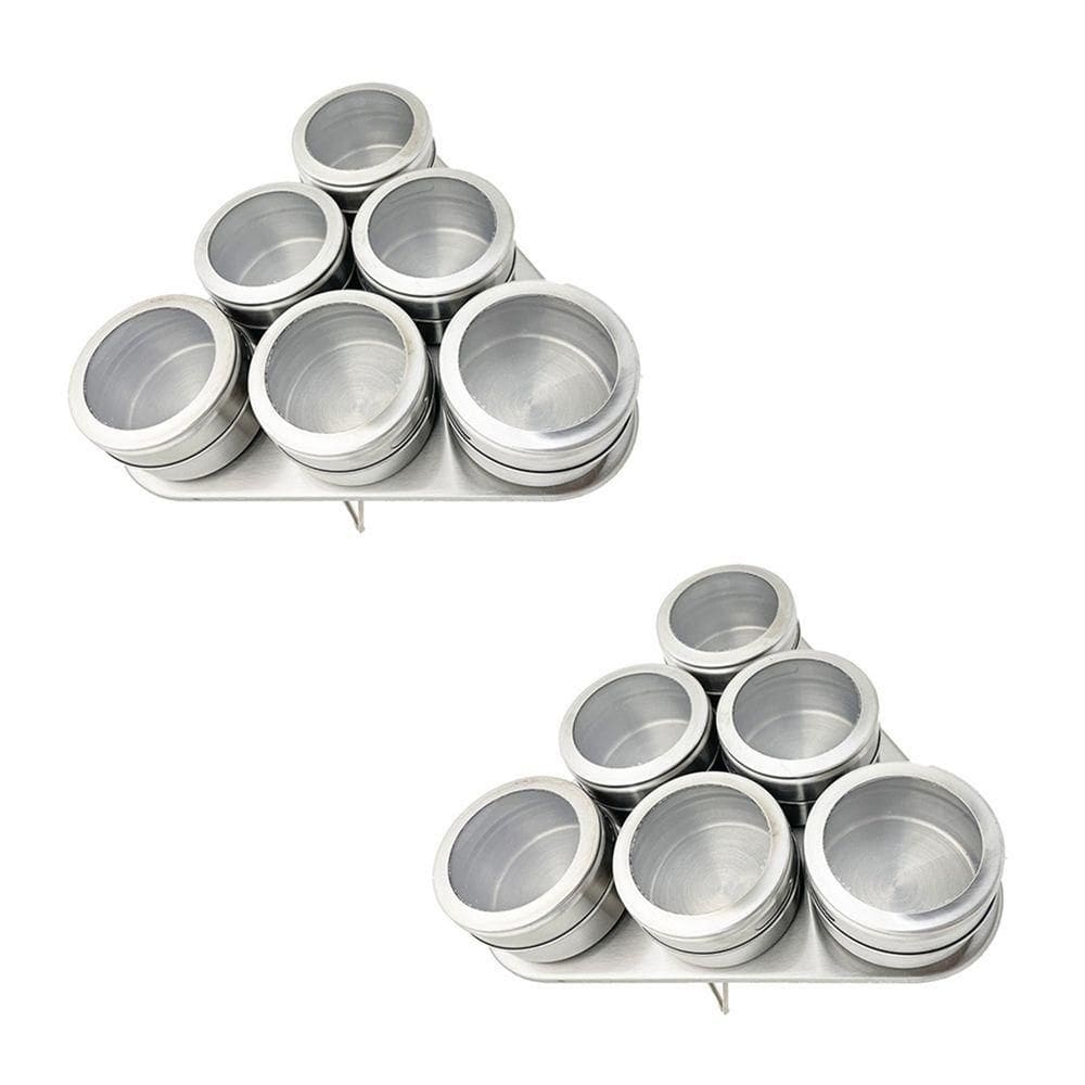 Kit 12 Porta Tempero Condimento Magnetico Inox Imã Geladeira