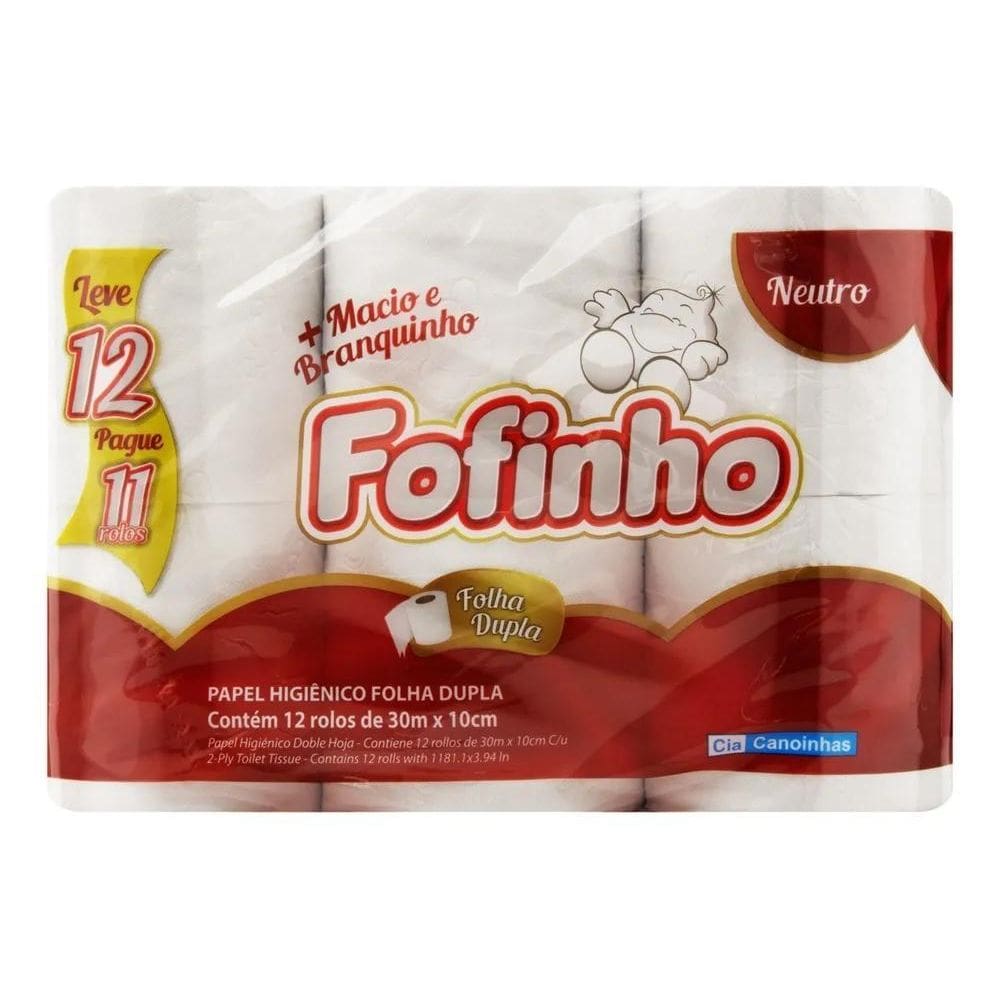 5X Papel Higiênico Fofinho Folha Dupla 30 M De 12 Un