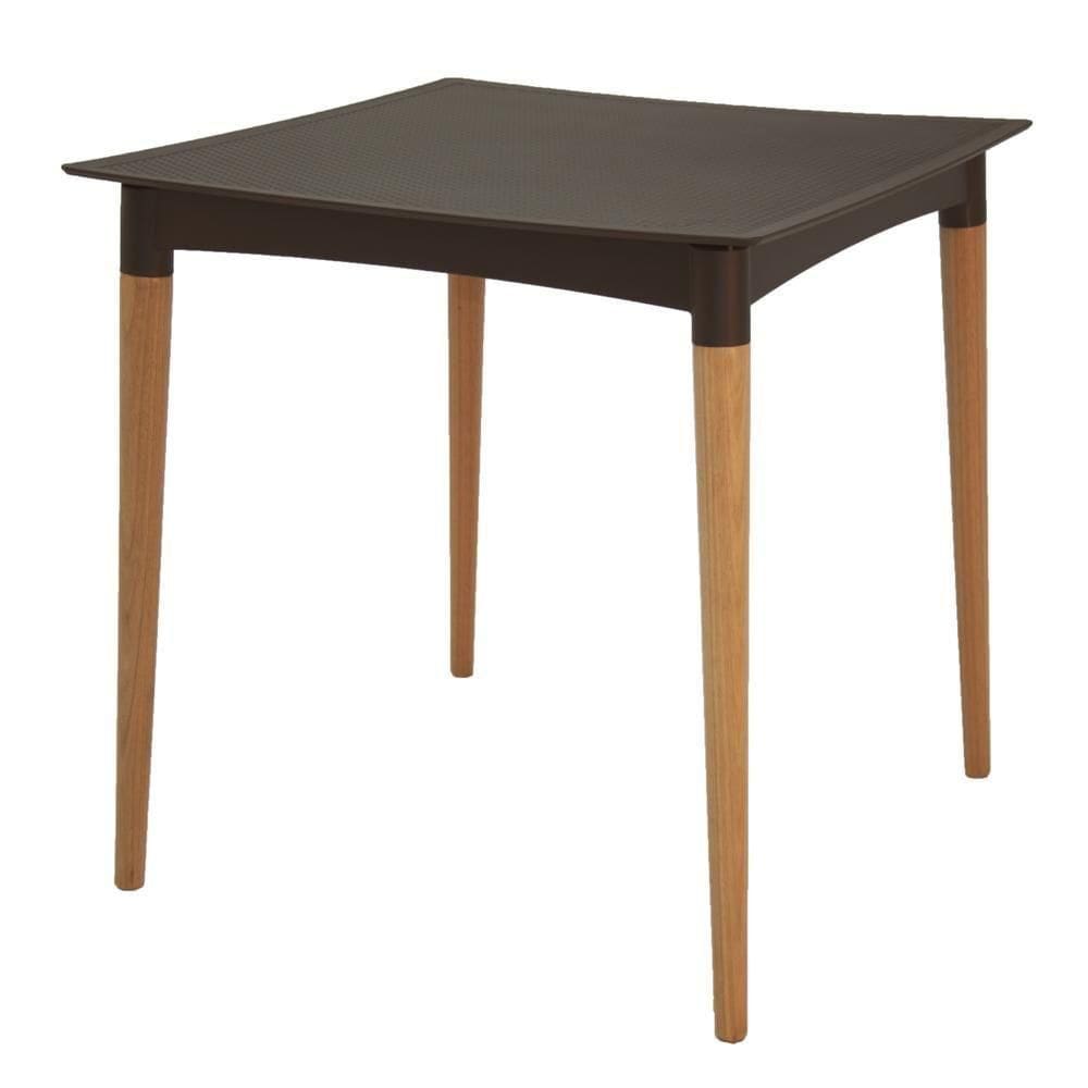 Mesa Tramontina Laura Rattan Em Polipropileno Marrom Com Pernas De Madeira