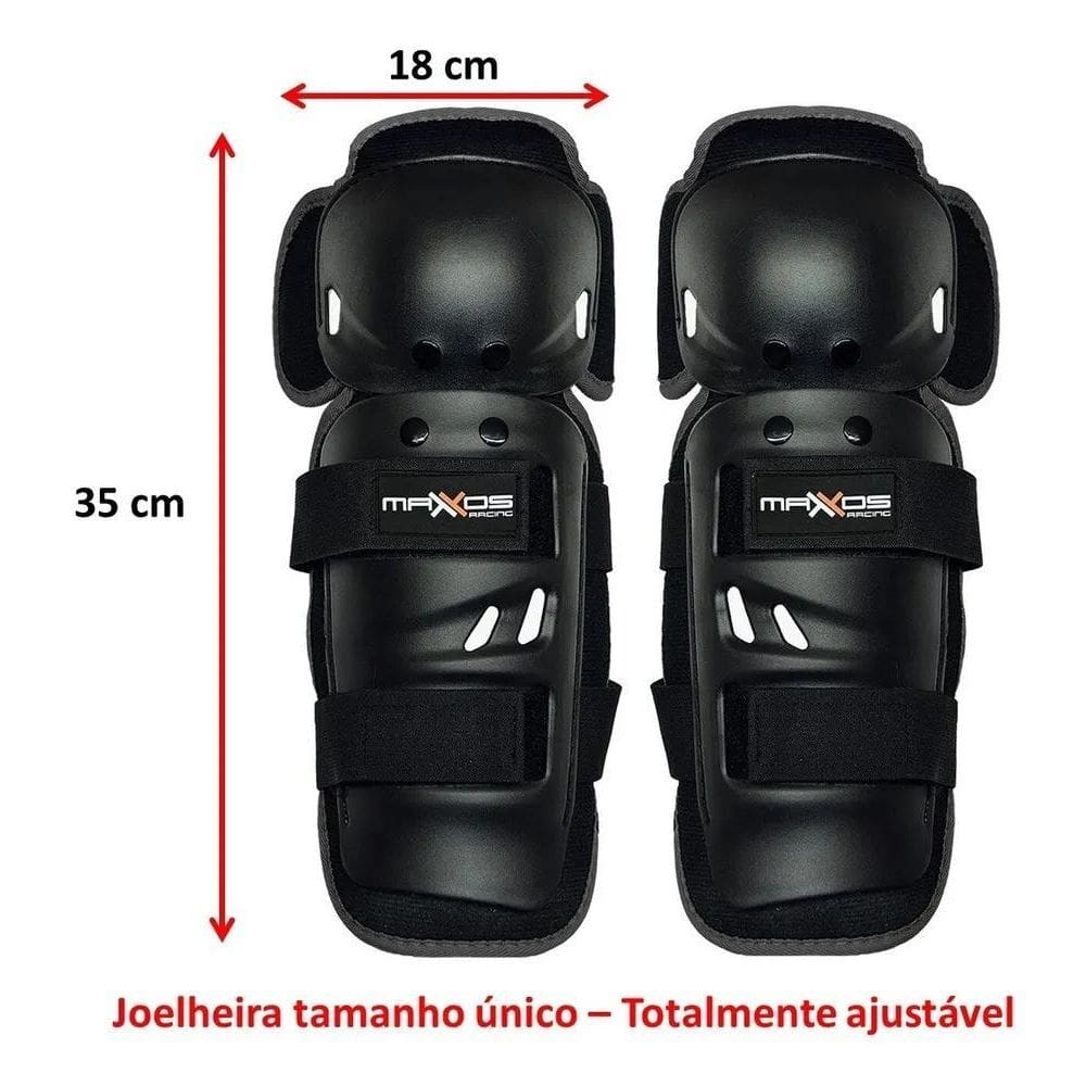 Kit Joelheira Cotoveleira Mx Preta Mattos Racing Trilha Moto