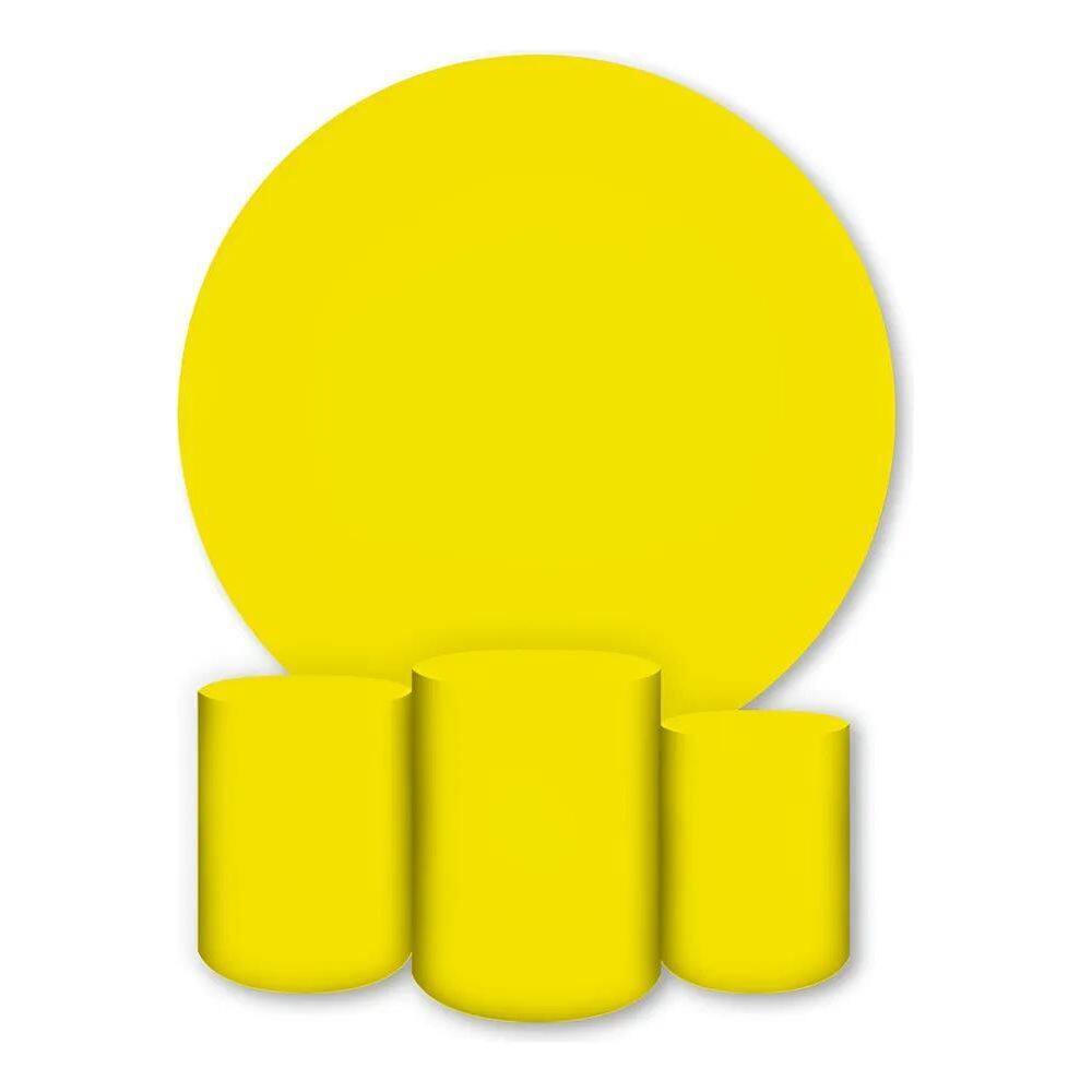 Painel Redondo E Capas De Cilindro Sublimad Amarelo