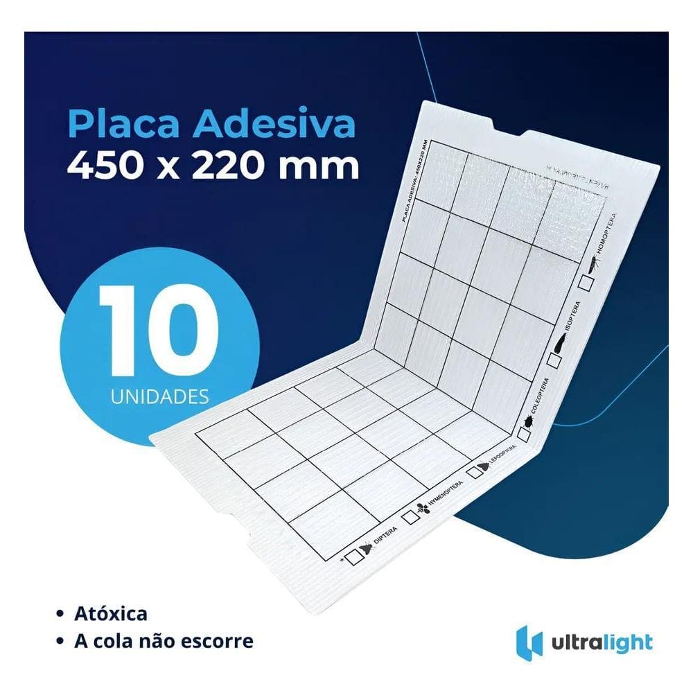 3X 10 Pçs - Placa Adesiva Refil 450X220 Mm Mata Mosca Mosqui