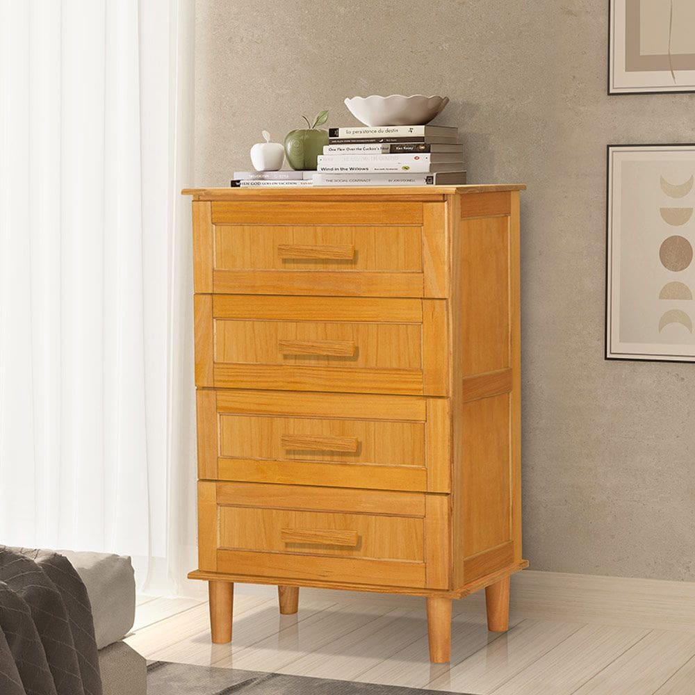 Cômoda Madeira Maciça Rústica Chicago 4 Gavetas Imbuia