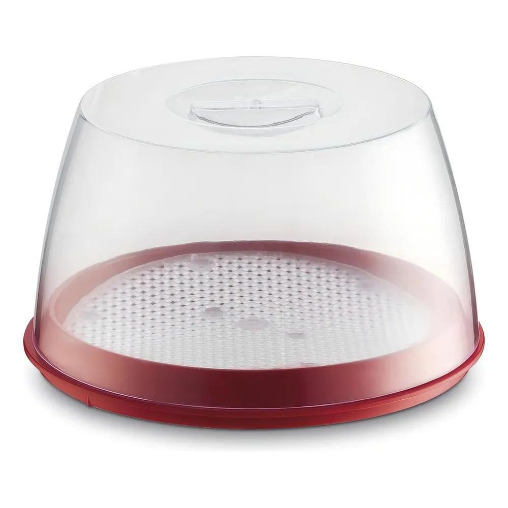 Queijeira Com Tampa Porta Queijos Frios Acrílico Vermelho Uz