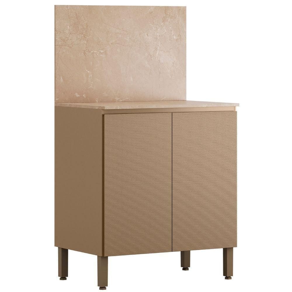 Balcão Com Tampo E Painel Art 80 Cm 2 Portas Kit`s Paraná Cor:vanilla