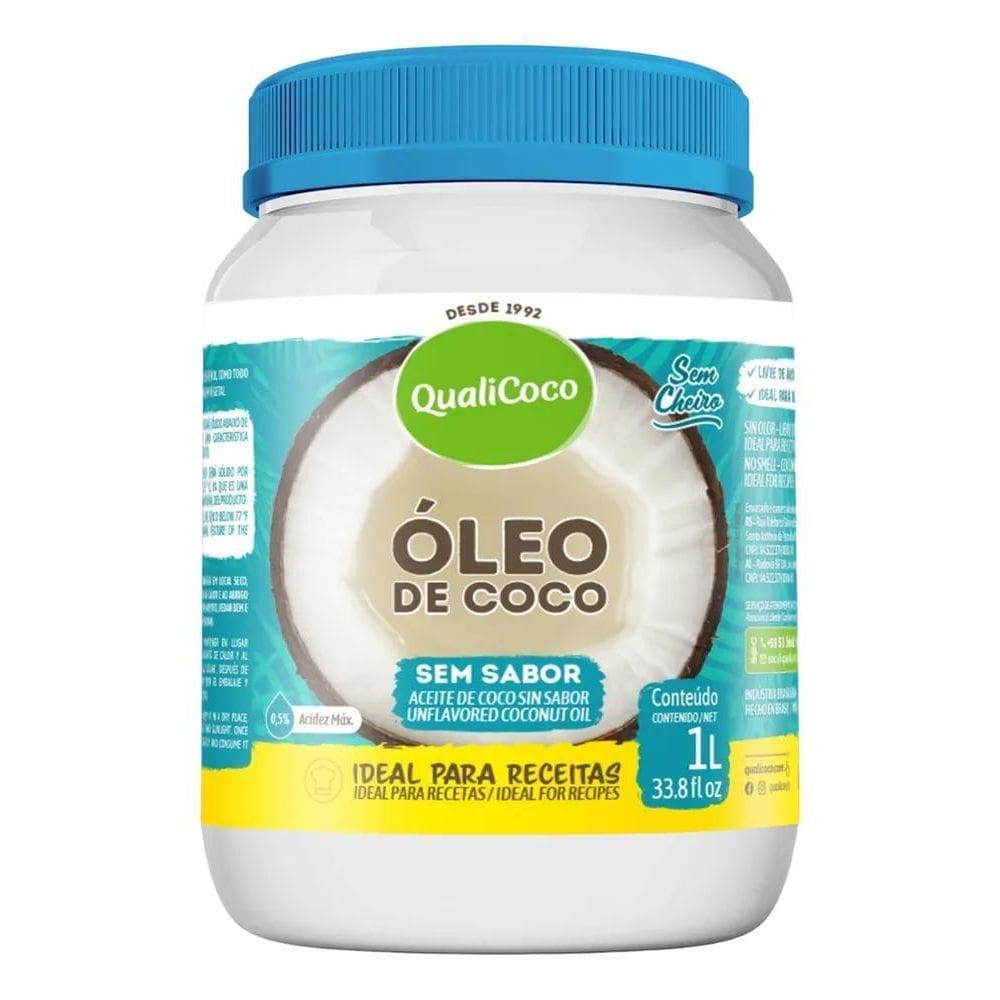 10X Óleo De Coco Sem Sabor Sem Cheiro 1L Qualicoco